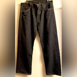 Levi's 501 Men's Black Button-Fly All Cotton Stiff Denim Jeans, Size 36x30
